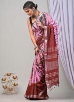 Pure Linen Cotton Multi Casual Wear Pure Hand Work Saree